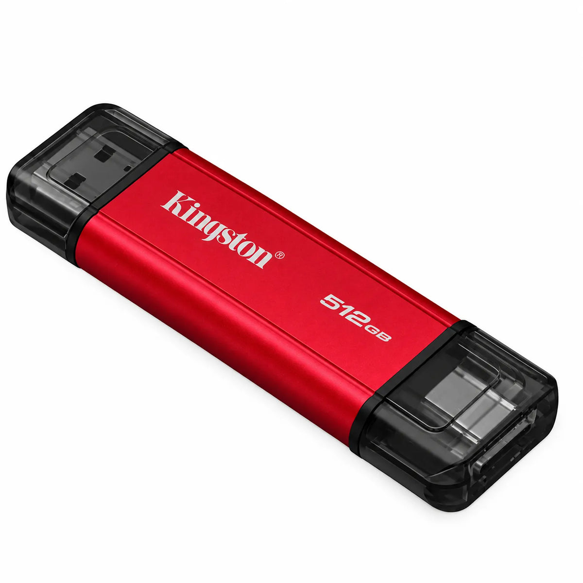 Kingston SPSD 512GB Portable SSD Sleek Red Aluminum Casing Perspective View -tpstech.in