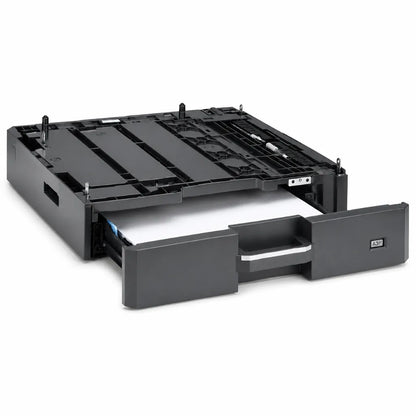 Kyocera PF-480 300 sheet paper feeder open left angle view showing paper cassette for TASKalfa printers