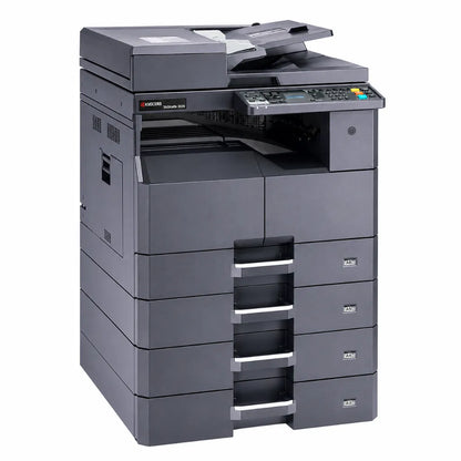 KYOCERA TASKalfa 2020 A3 monochrome multifunction laser printer front left view with print, copy and scan functions for office use.