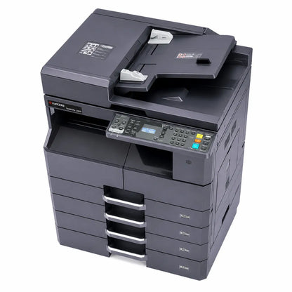 Top front right view of KYOCERA TASKalfa 2020 multifunction laser printer showing document feeder and operator control panel.