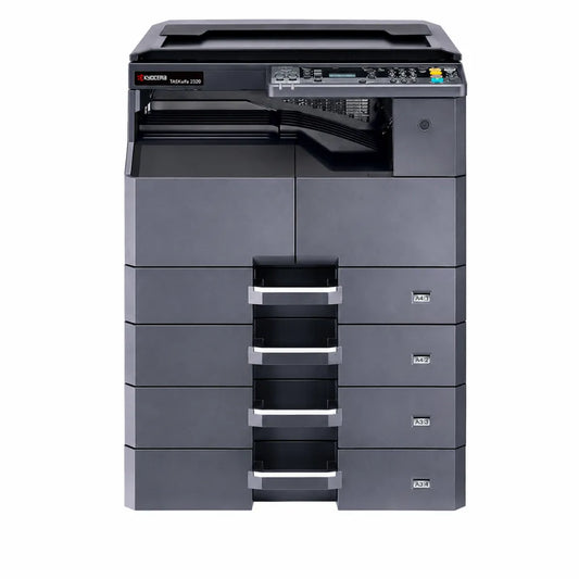KYOCERA TASKalfa 2320 A3 monochrome multifunction laser printer front view for office printing, copying and color scanning.