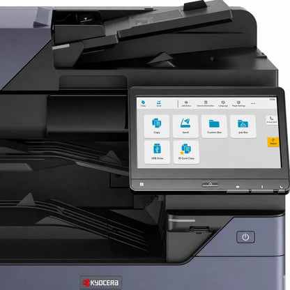 Close-up of the KYOCERA TASKalfa 2554ci 10.1-inch colour touchscreen control panel for easy document management and printer operation.