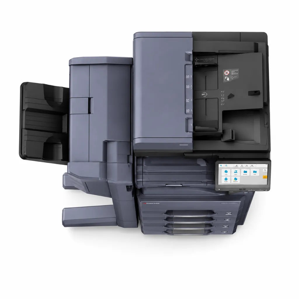 Top view of the Kyocera TASKalfa MZ4000i multifunction laser printer showing automatic document feeder, output tray and touchscreen.