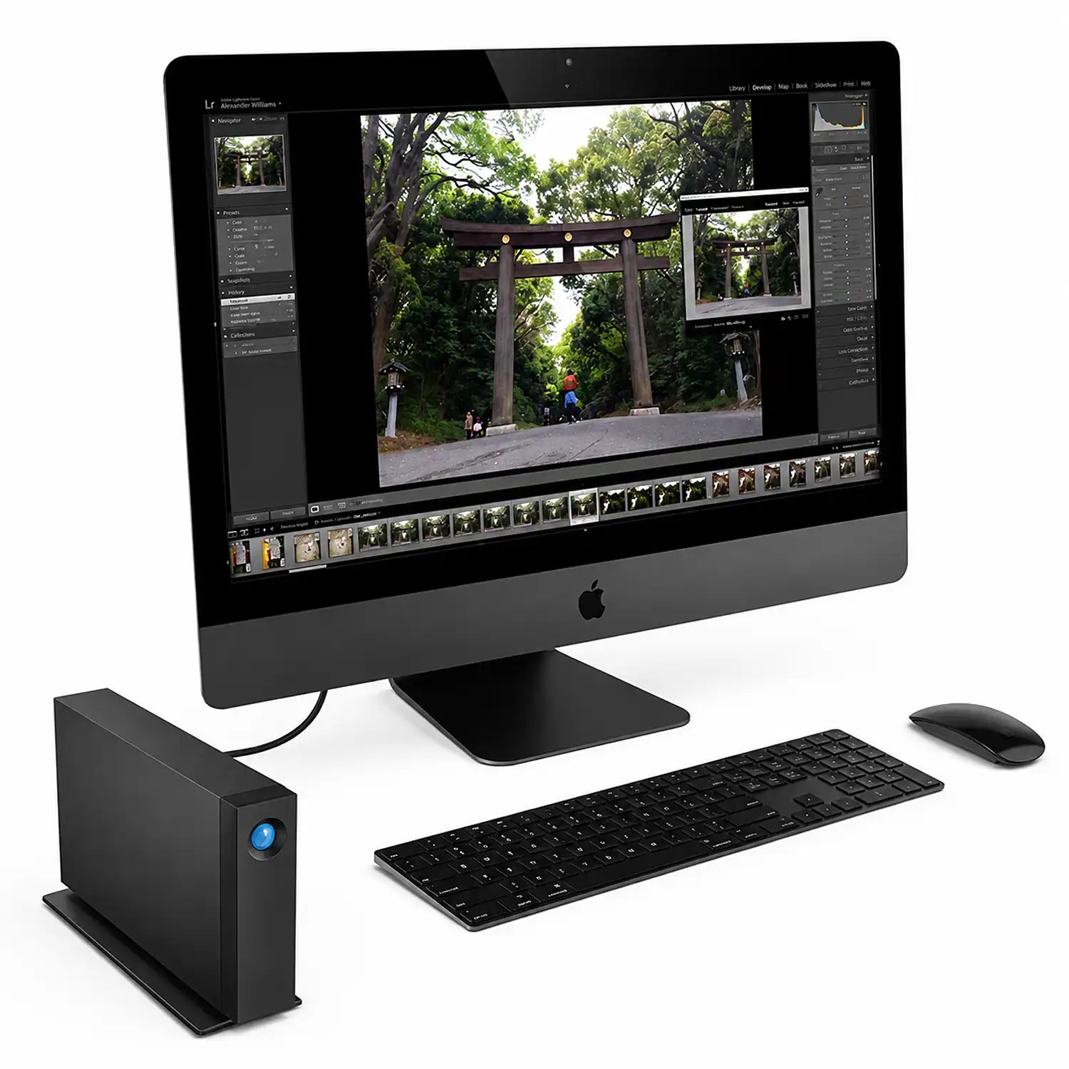 LaCie d2 Professional 10TB external hard drive connected in an iMac creative workstation setup-tpstech.in