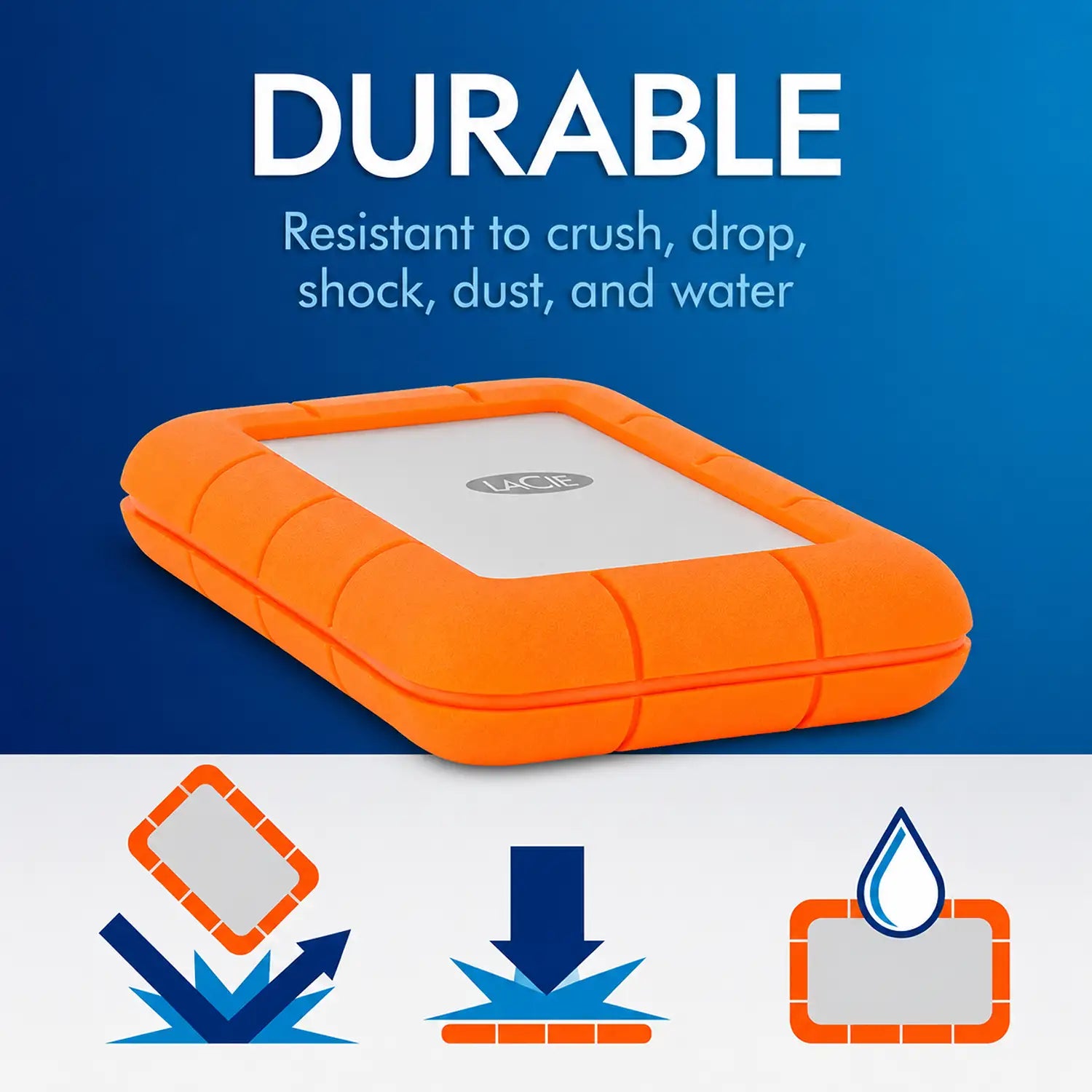LaCie Rugged 4TB durable external hard drive with drop crush and rain resistance-tpstech.in