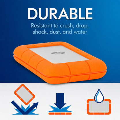 LaCie Rugged 4TB durable external hard drive with drop crush and rain resistance-tpstech.in