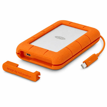 LaCie Rugged 4TB external hard drive with USB-C cable and connectivity port-tpstech.in