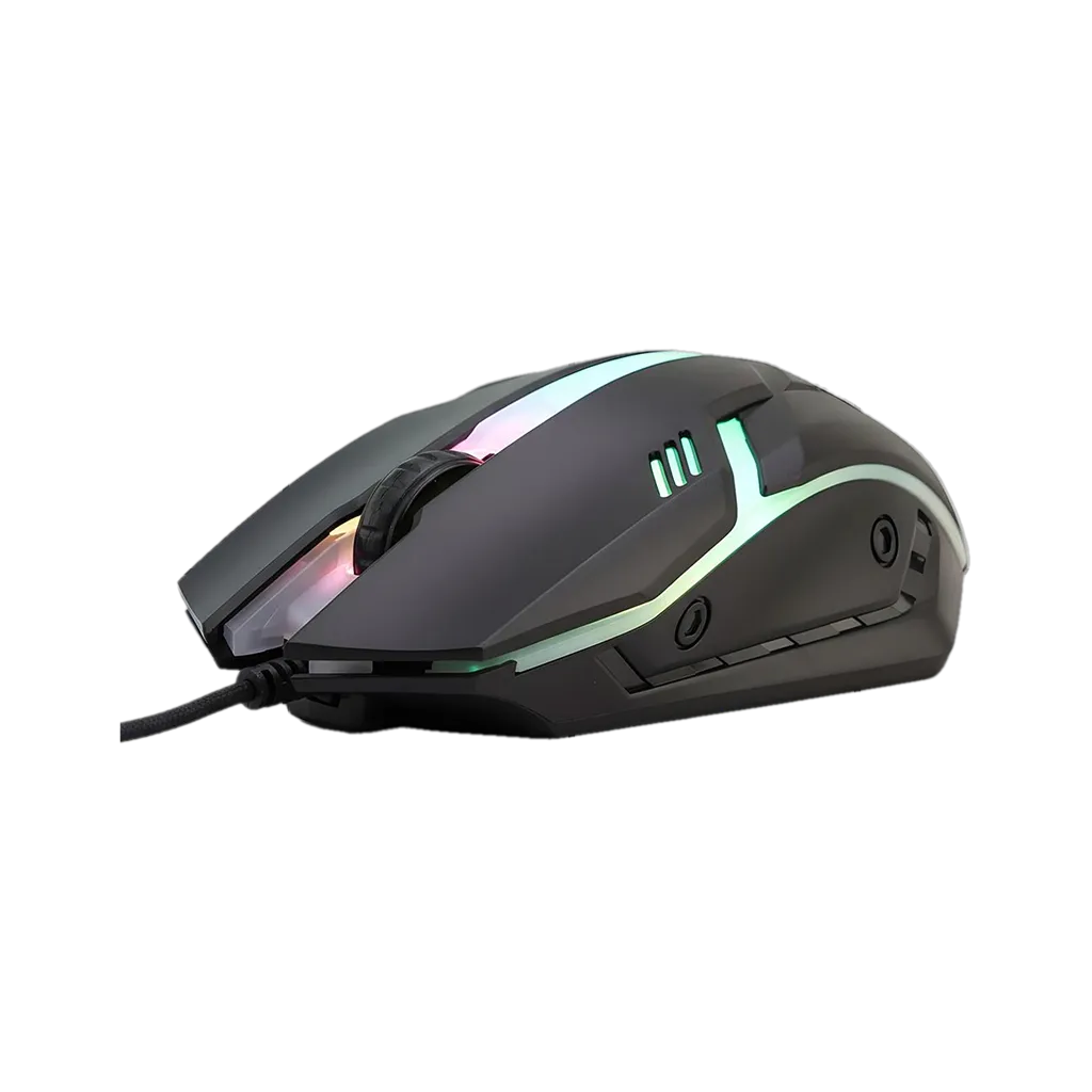 Lapcare Champ LOX-510 1200 DPI Wired Gaming Mouse with RGB Breathing Lights transparent product image showing ergonomic gaming mouse design -tpstech.in