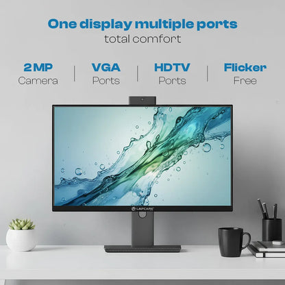 Lapcare LM24GMW 24-inch 75Hz Full HD LED Monitor with Inbuilt 2MP Webcam, VGA and HDMI ports, flicker-free display for work and video conferencing -tpstech.in