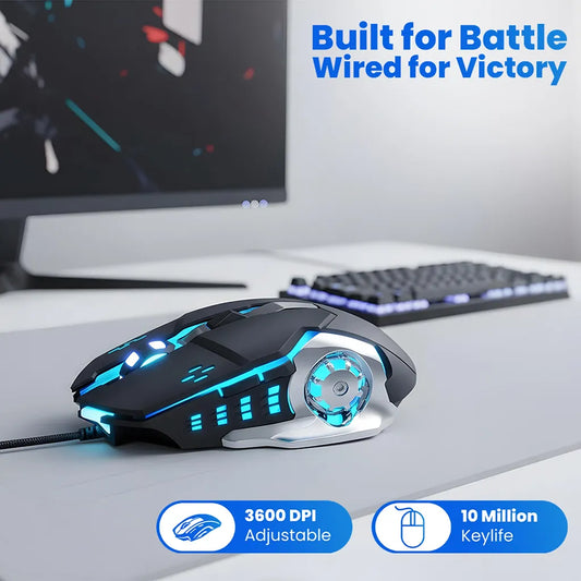 Lapcare LOX-507 Champ USB Wired Gaming Mouse 3200 DPI with adjustable DPI, RGB lighting and 10 million click lifespan for gaming -tpstech.in