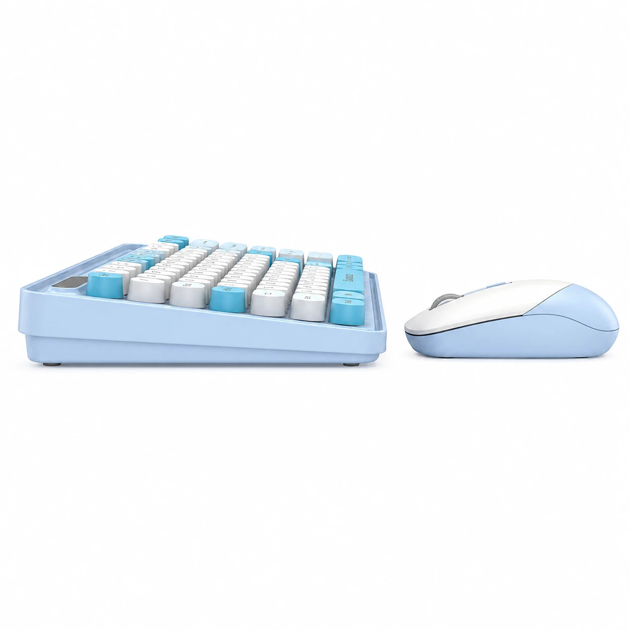 Side profile of Lapcare Ramon 1 WL-105 wireless keyboard and mouse combo showing slim keyboard and ergonomic mouse design