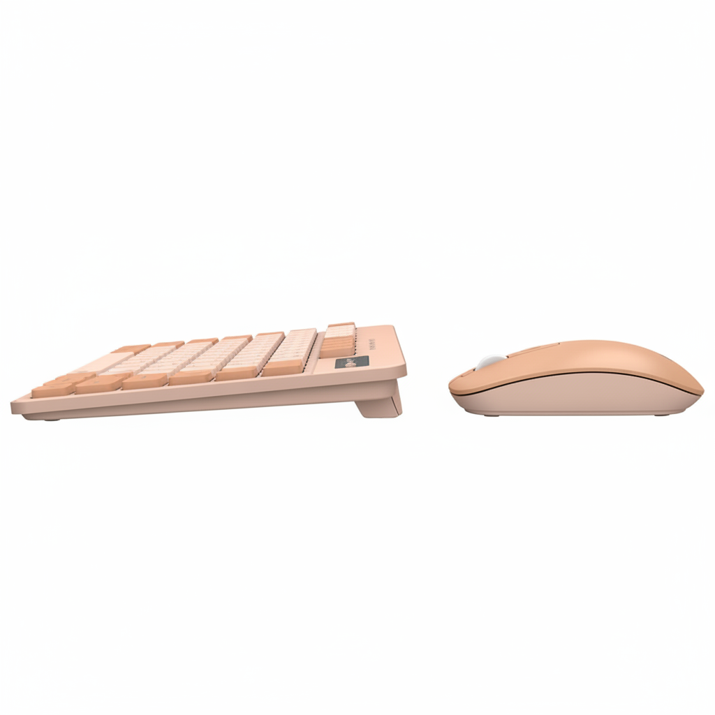 Side profile view of Lapcare Ramon 5 WL-108 wireless keyboard and mouse highlighting slim ergonomic design.