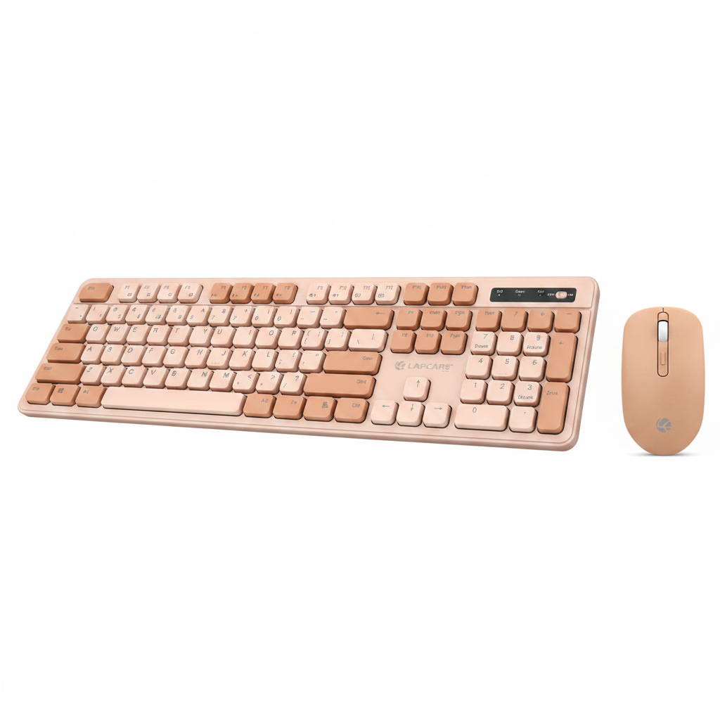 Angled view of Lapcare Ramon 5 WL-108 wireless keyboard and mouse combo designed for office and home productivity.