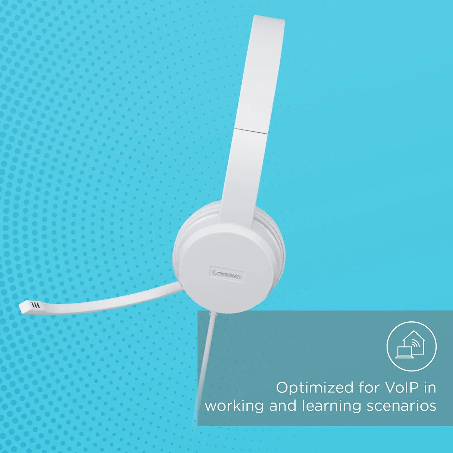 Lenovo 110 Stereo USB Headset in white optimized for VoIP calls in working and learning scenarios -tpstech.in