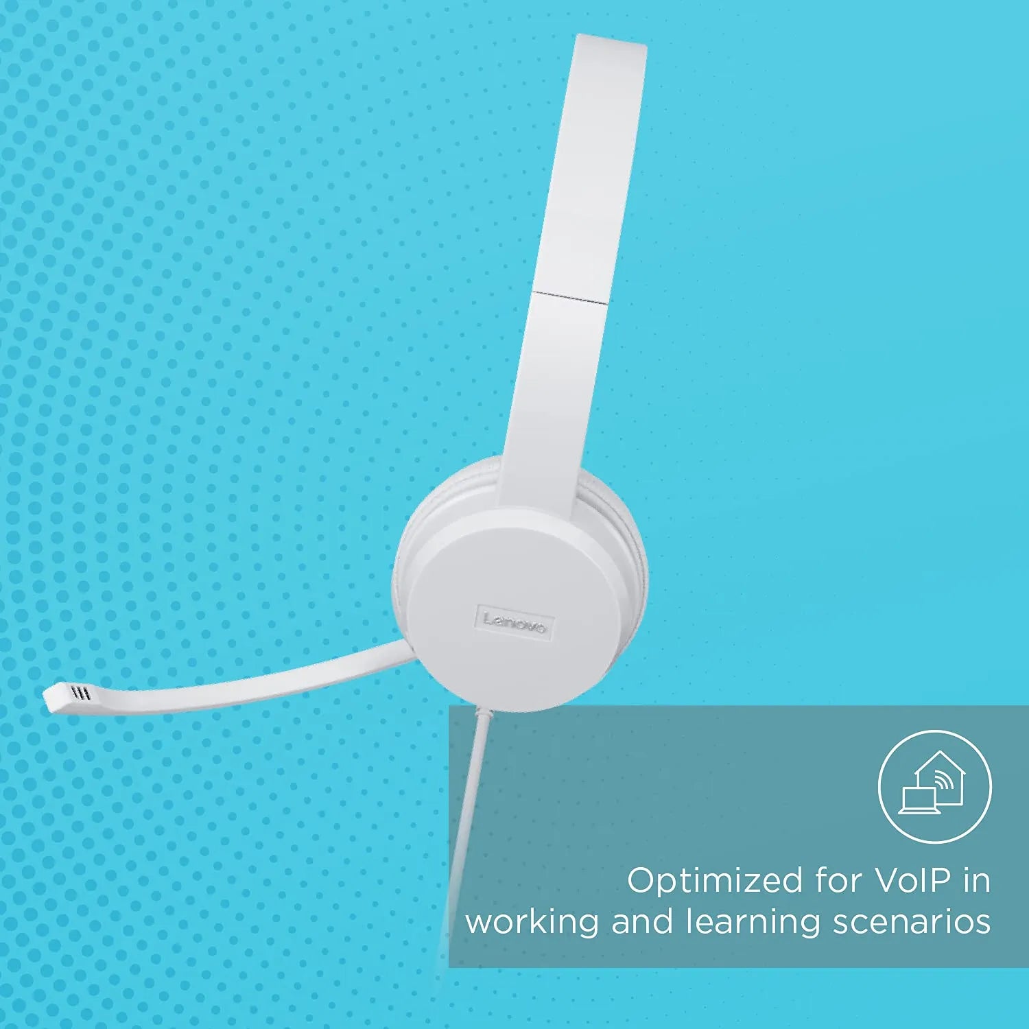 Lenovo 110 Stereo USB Headset in white optimized for VoIP calls in working and learning scenarios -tpstech.in