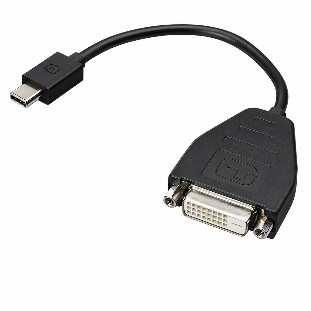Lenovo DisplayPort to Single-Link DVI-D Digital Monitor Adapter complete cable with DisplayPort and DVI-D connector on white background -tpstech.in