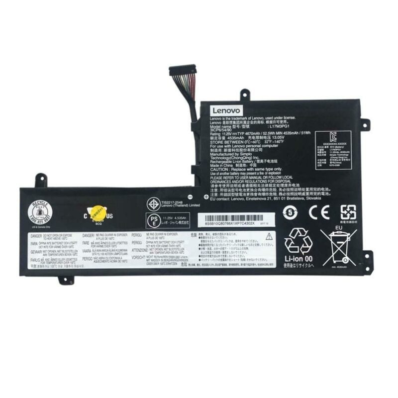 Lenovo L17L3PG1 Original OEM 52.5Whr 4630mAh 11.34V 6 Cell Laptop Battery for Select Lenovo Laptops