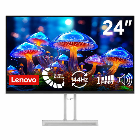Lenovo L24-4C 23.8-inch 144Hz 1ms FHD IPS Monitor AMD FreeSync front view with vibrant display on white background -tpstech.in