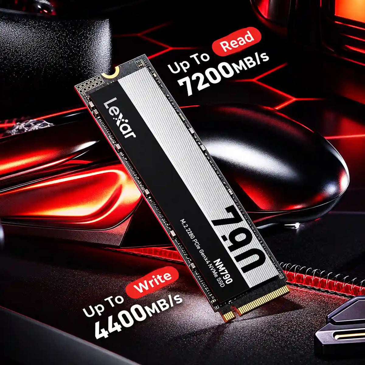 Lexar NM790 512GB NVMe SSD PCIe 4.0 x4 M.2 2280 High Speed Internal SSD 7200MBps Read 4400MBps Write Speeds -tpstech.in