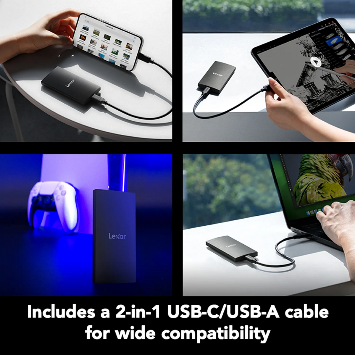 Lexar SL300 2TB Portable SSD High-Speed USB 3.2 Gen 2 Storage Broad Device Compatibility Setup -tpstech.in