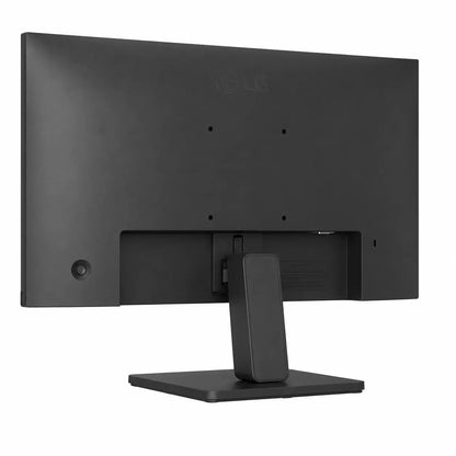 LG 22U401A-B monitor rear angle view with slim profile and sturdy stand design.