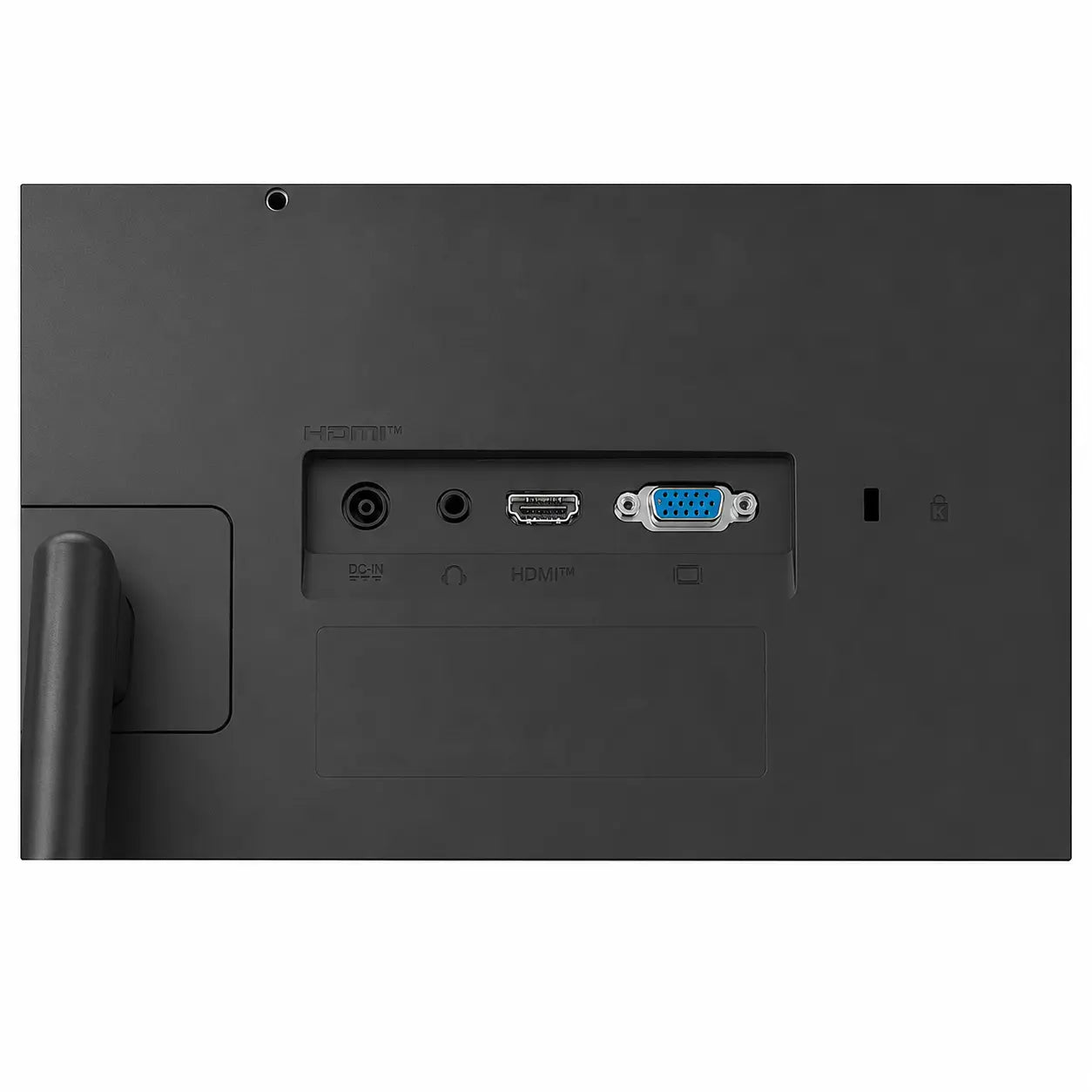 LG 27U411A-B monitor rear connectivity ports featuring HDMI, VGA, headphone out and DC input
