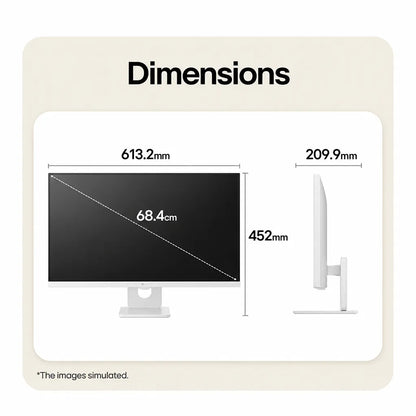 LG 27U731SB-W 27-inch smart monitor dimension diagram with width height and depth measurements -tpstech.in