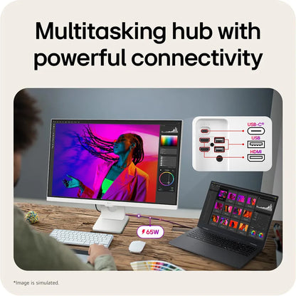 LG 27U731SB-W 27-inch 4K UHD smart monitor dual display setup for music production and entertainment streaming -tpstech.in