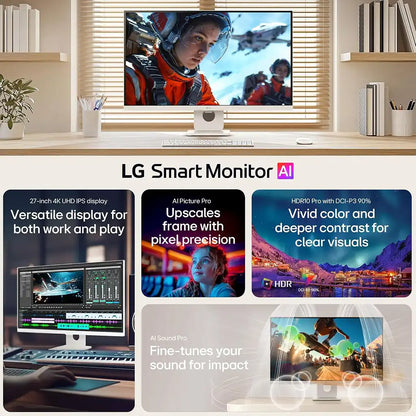 LG 27U731SB-W 27-inch 4K smart monitor rear panel showing USB Type-C 65W HDMI 2.2 and USB-A ports -tpstech.in