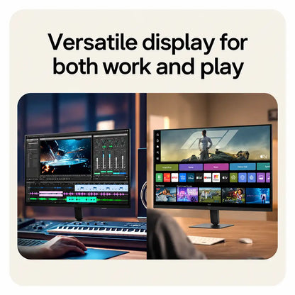 LG 32U701SB-B 4K UHD smart monitor full back view showing LG logo VESA wall mounting holes and textured stand column -tpstech.in