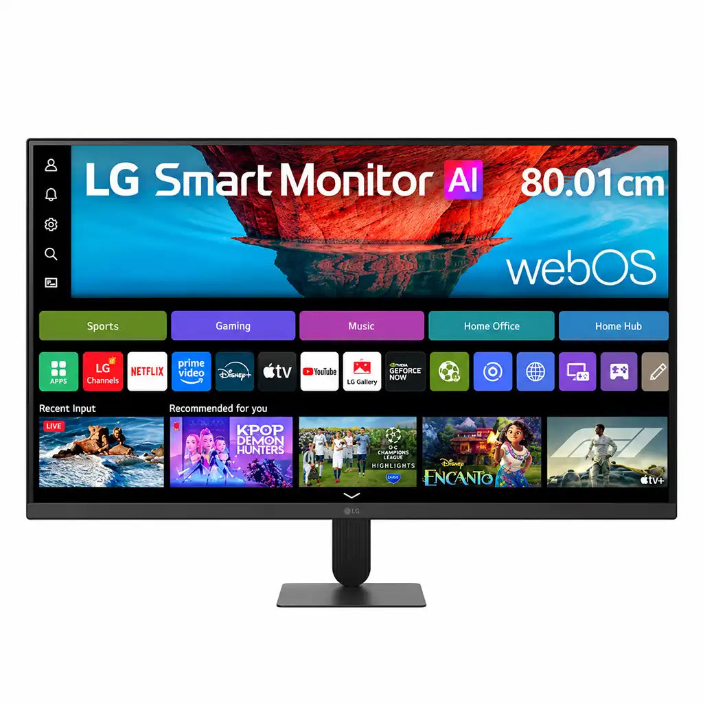 LG 32U701SB-B 4K UHD smart monitor dimensions diagram displaying width height depth and 80cm diagonal screen size -tpstech.in