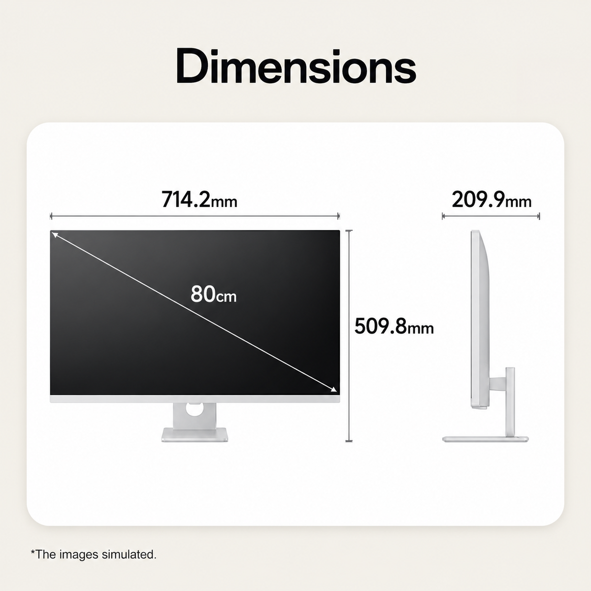 LG 32U721SB-W 31.5 Inch 4K UHD smart monitor front view showing webOS dashboard smart apps and white stand base -tpstech.in