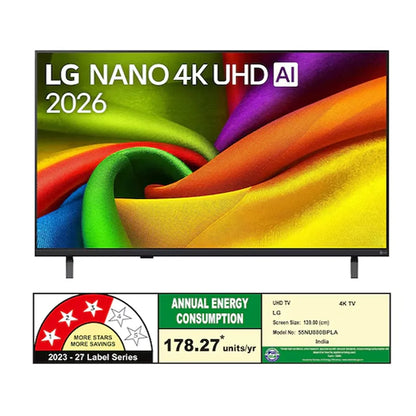 LG 55NU880BPLA 55 Inch NANO 4K UHD AI Smart TV BEE energy rating label with annual power consumption details -tpstech.in