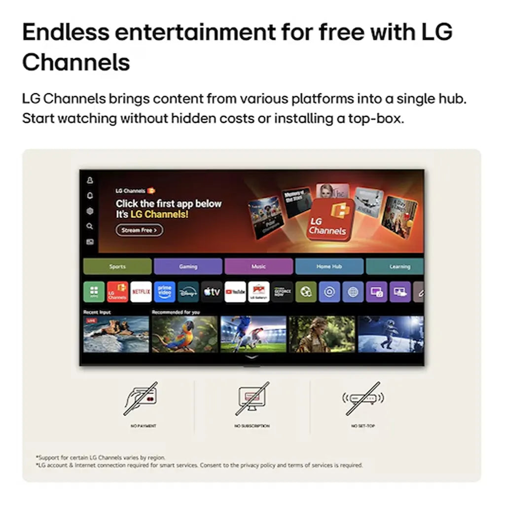 LG 55NU880BPLA LG Channels offering free entertainment, live TV and streaming content on webOS 26 -tpstech.in