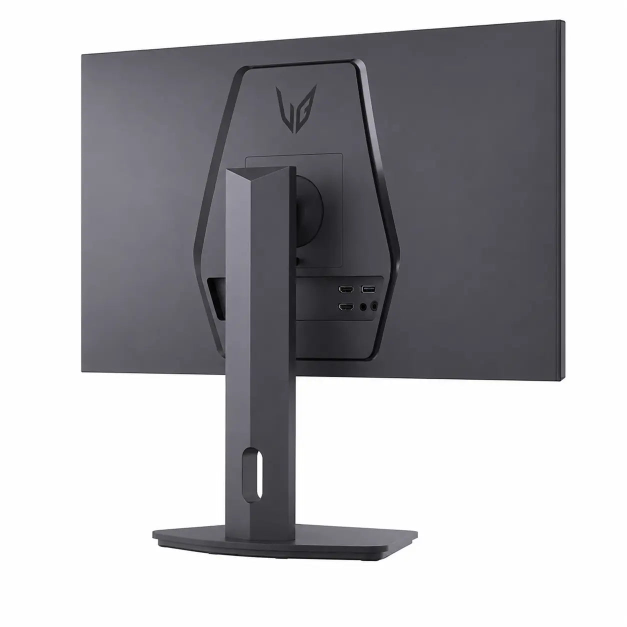 Rear angled view of LG UltraGear 27G610A-B QHD gaming monitor with ergonomic stand