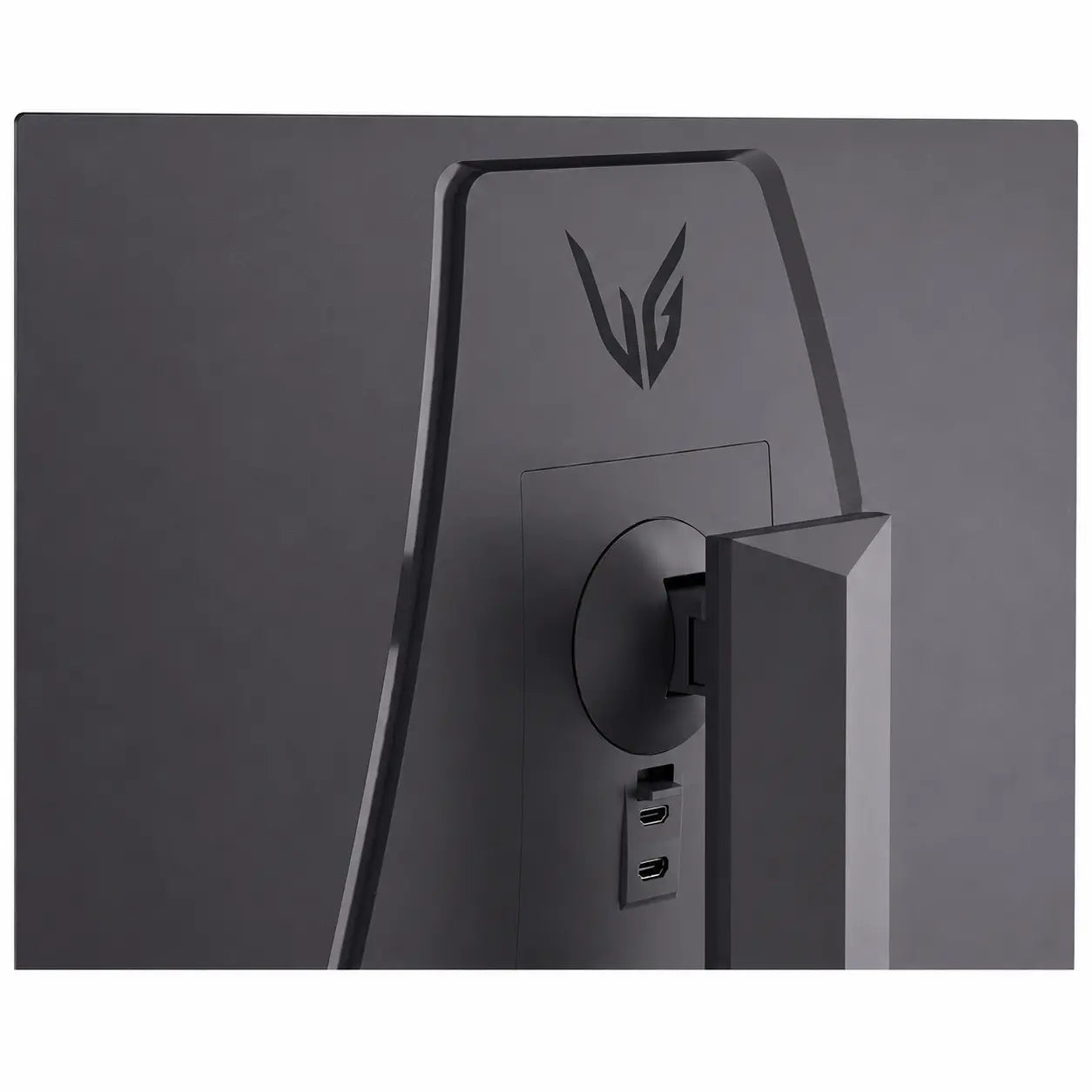 Close-up rear design of LG UltraGear 27G610A-B gaming monitor with UltraGear branding