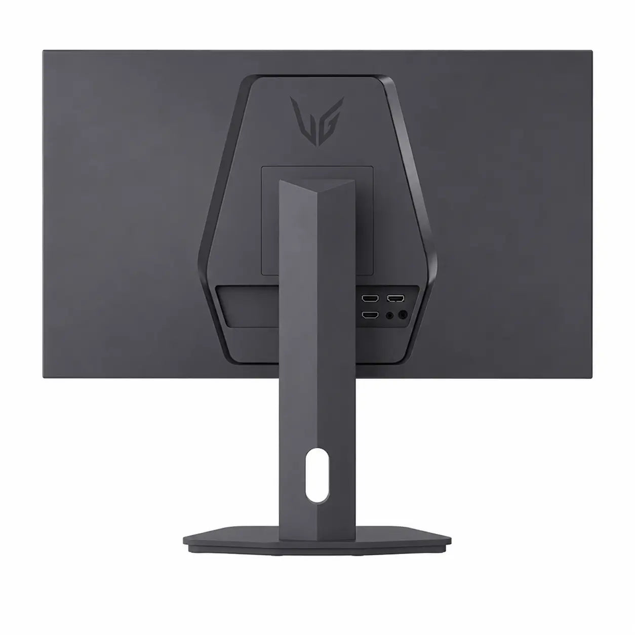 Full rear view of LG UltraGear 27G610A-B gaming monitor with stand and connectivity access