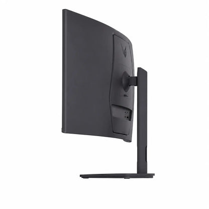 LG UltraGear 32G600A-B curved gaming monitor rear side view showing slim profile and stand