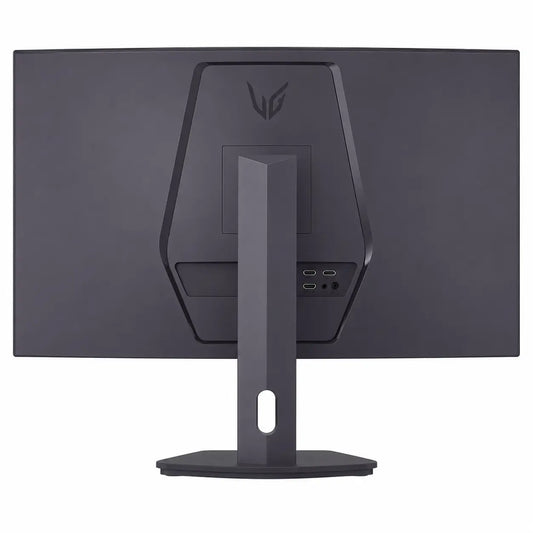 Rear view of LG UltraGear 32G600A-B 32-inch QHD curved gaming monitor showing ergonomic stand and rear connectivity ports