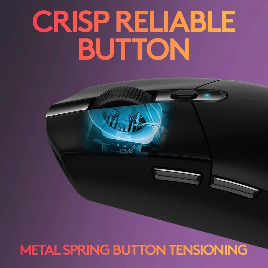 Logitech G305 wireless gaming mouse highlighting crisp and reliable button performance -tpstech.in