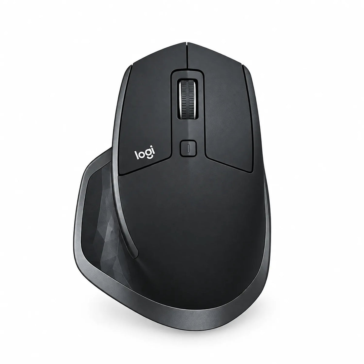 Logitech MX Master 2S Wireless Mouse top view showing speed-adaptive scroll wheel and gesture button tpstech.in