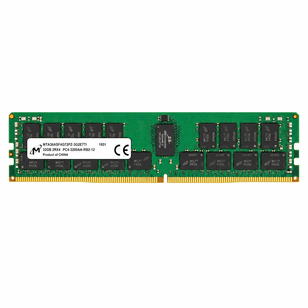 Micron 32GB DDR4-3200 ECC RDIMM Server Memory front module showing memory chips and specifications label -tpstech.in