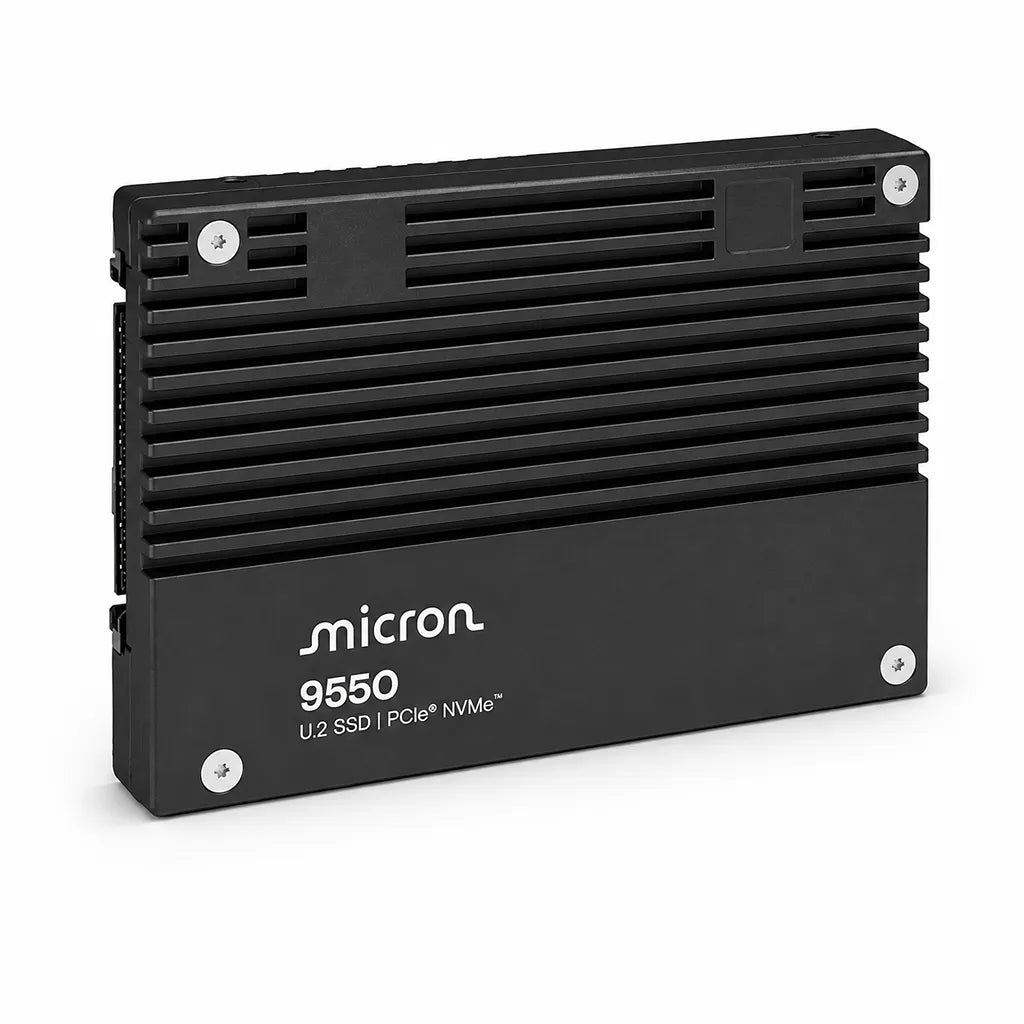 Micron 9550 PRO 15.36TB U.2 NVMe enterprise SSD side angle view -tpstech.in