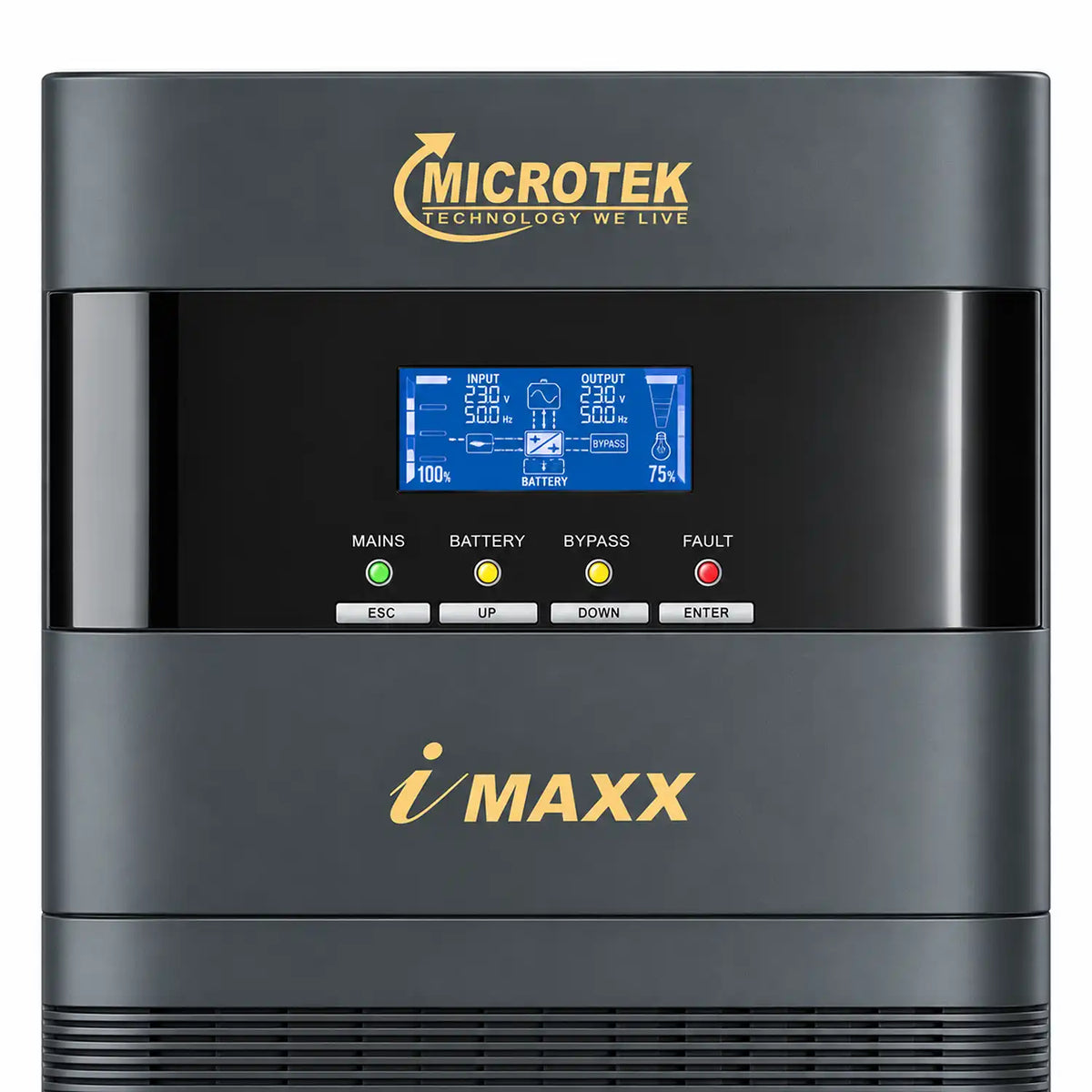 Microtek i-MAXX 10KVA 192V online UPS LCD display close-up -tpstech.in