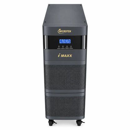 Microtek i MAXX online UPS top front view showing enclosure, control panel and LCD display -tpstech.in