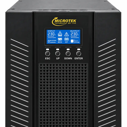 Microtek iMAXX 10kVA Online UPS with Pure Sine Wave LCD display and control buttons close-up -tpstech.in