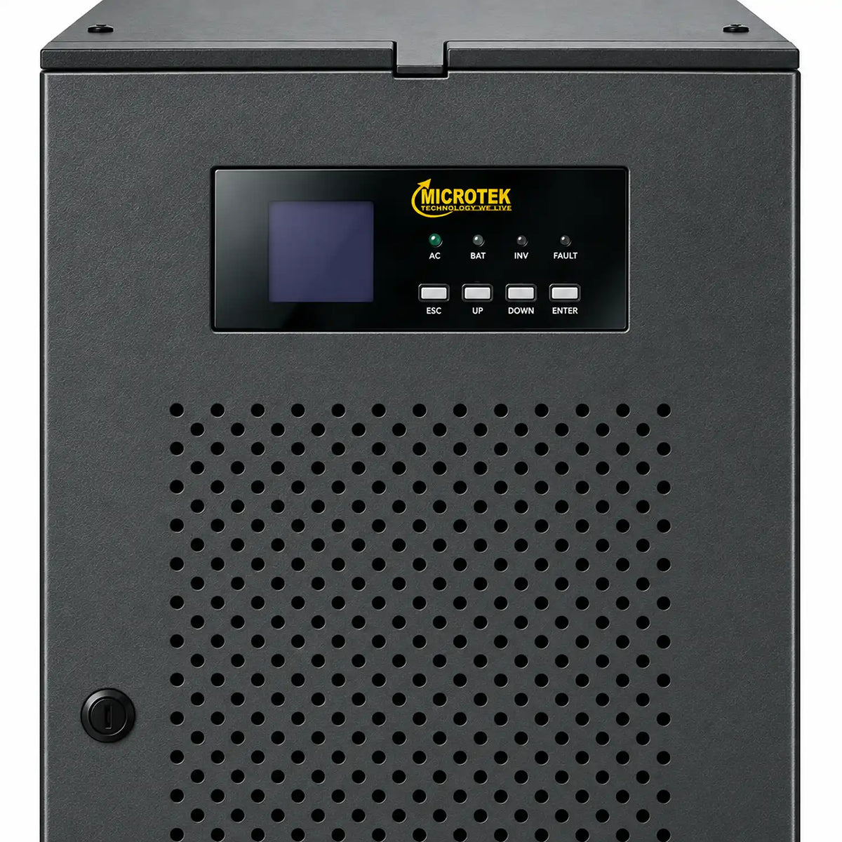 Microtek iMAXX 30kVA 360V Transformer Based Online UPS display and control buttons close-up -tpstech.in