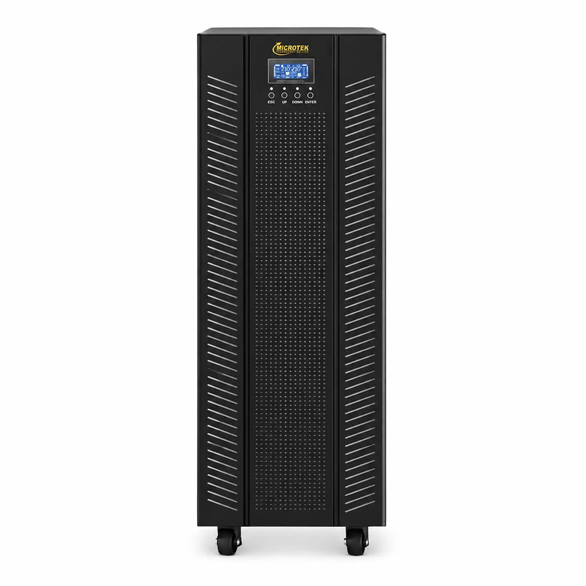 Microtek Supermax+ 20 kVA 3:3 phase online UPS black front view tpstech.in