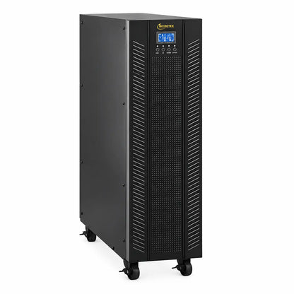 Microtek Supermax+ 20 kVA online UPS black rear angle view with caster wheels tpstech.in