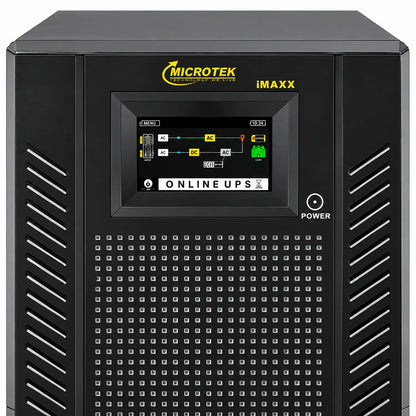 Microtek Supermax Plus 60 kVA Online UPS 3:3 Phase for Home & Office LCD display touch screen close-up -tpstech.in